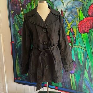 JUST IN Classic Women's Rain Coat by Totes XL Charcoal Black Short Trench